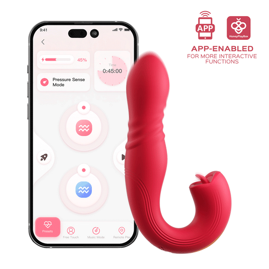 Honey Play Box - Joi Thrust 2 - Thrusting G Spot Vibrator & Tongue Clit Licker (App Controlled, Pressure Sensing)