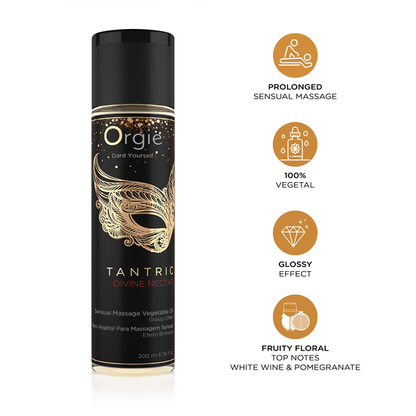 Orgie Tantric Divine Nectar Sensual Massage Oil - Fruity Floral Scent 200ml