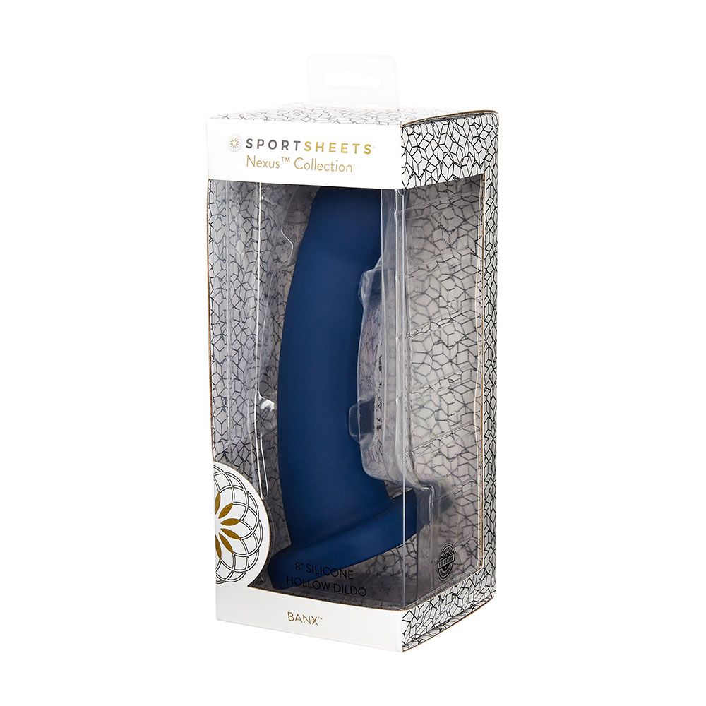 Sportsheets Banx 8" Hollow Silicone Dildo Strap On Compatible with 2" O-rings