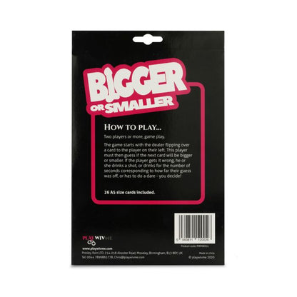 Play Wiv Me - Bigger or Smaller Card Game