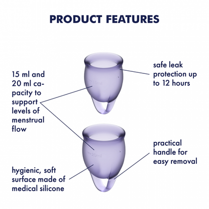 Satisfyer Feel Confident Menstrual Cup Set of 2 (Purple/Mauve)
