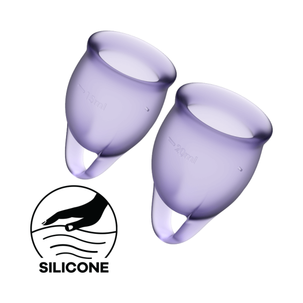Satisfyer Feel Confident Menstrual Cup Set of 2 (Purple/Mauve)
