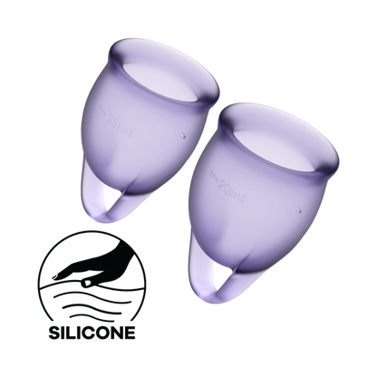 Satisfyer Feel Confident Menstrual Cup Set of 2 (Purple/Mauve)