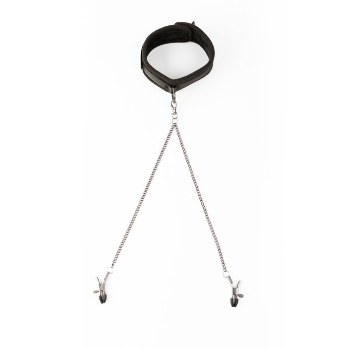 SEI MIO - Twin Tweaks - Velvet Collar with Nipple Clamps