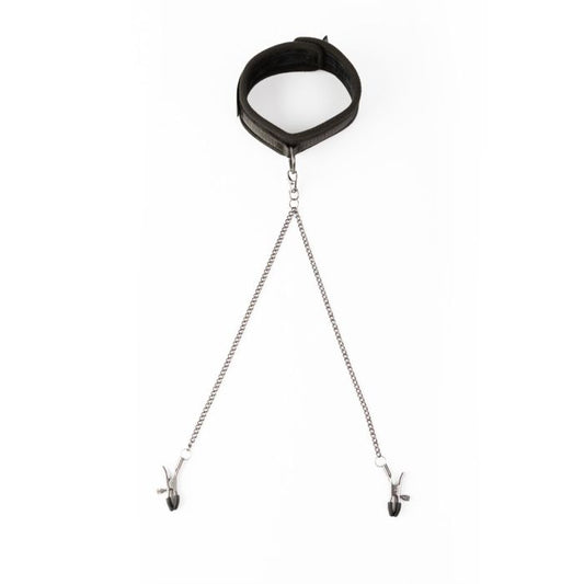 SEI MIO - Twin Tweaks - Velvet Collar with Nipple Clamps