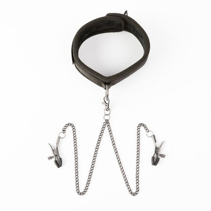 SEI MIO - Twin Tweaks - Velvet Collar with Nipple Clamps