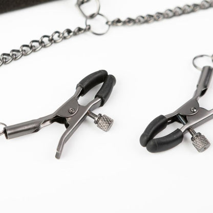 SEI MIO - Twin Tweaks - Velvet Collar with Nipple Clamps